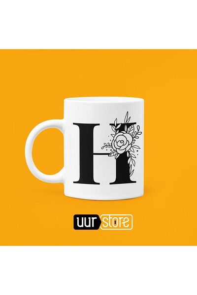 UUR STORE Letter H Printed Porcelain Mug 330ml