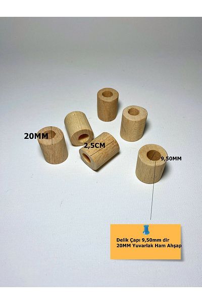 Ciko Kafes Perforated 20MM X 24MM Hole Diameter 9.50mm dir 6 Pieces Wooden Round Parrot Toy Repair Part