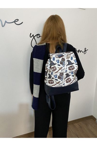 TALKING DREAMS Navy Blue Backpack with Owl Pattern
