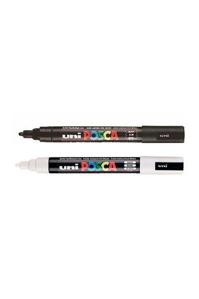 Uni Posca Pc-5m Painting Marker Set 1.8-2.5 Mm. Black White