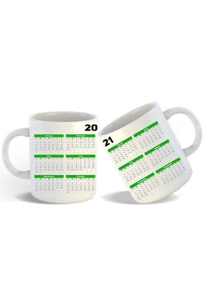 Hediyexpres Most Beautiful New Year's Special New Year and Christmas Gift Gift 2021 Calendar Printed White Mug Cup
