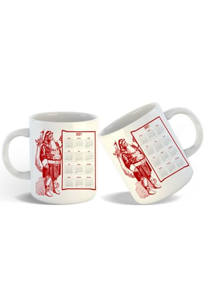 Hediyexpres Most Beautiful New Year's Special New Year and Christmas Gift Gift Santa Claus and Calendar Design Mug Cup