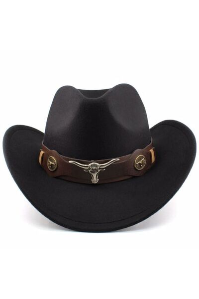 Tezzgelsin Unisex Kovboy Fötr Şapka Kovboy Şapkası Kovboy Şapka