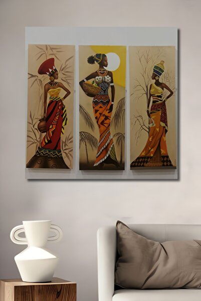 Teona Ahşap Dekoratif Dikey Afrikalı Kadınlar Sanat Duvar Tablo Ahşap Dikdört...