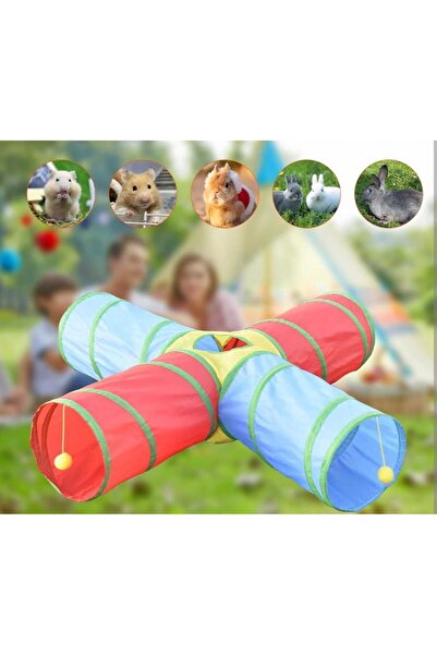 Dalian Home 4 Yollu Kedi Tüneli Katlanır Gökkuşağı Kedi Köpek Oyun Tüneli Evc...