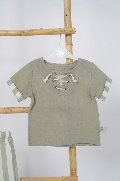 LANUGO Baby Boy Summer Muslin Top and Bottom Set Striped