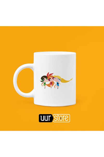 UUR STORE كوب بورسلين بطبعة Power Puff Girls سعة 330 مل