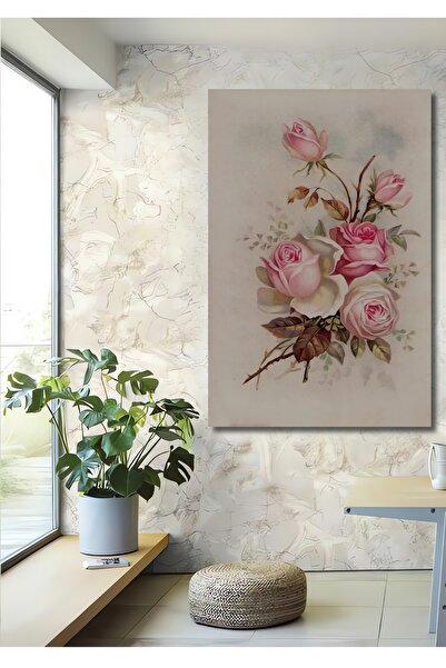 Teona Ahşap Dekoratif Dikey Çiçekler Modern Sanat Yağlı Boya Görünümlü Duvar ...