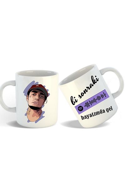 Hediyexpres Spotifys White Mug with Song Code and Ezhel Design