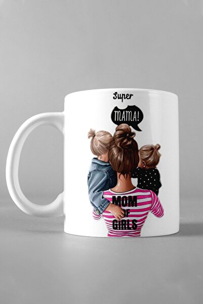 Hediyexpres كوب سوبر ماما 2 للفتيات والأم بتصميم مطبوع، كوب شاي وقهوة وحساء