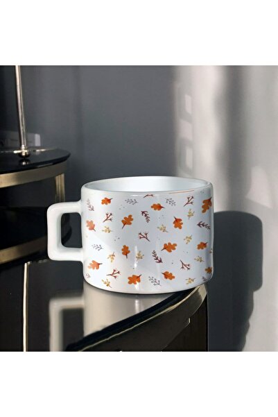 Hediyexpres Sonbahar Yaprakları Tasarım Tüm Yüzey Baskılı Çay-kahve Fincanı