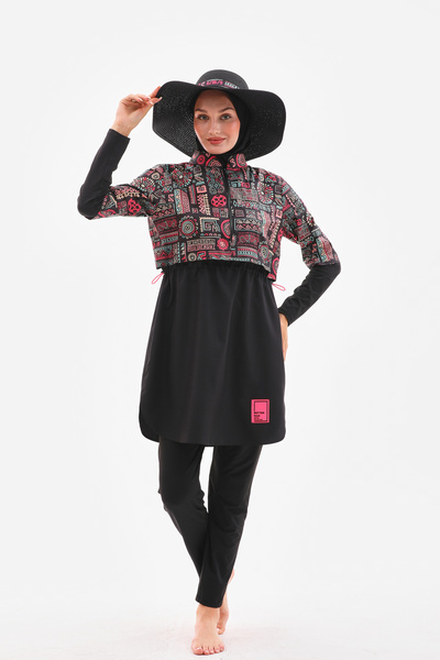 MAG FASHİON Large Size 4 Piece Full Covered Hijab Swimsuit with Gel - Burkini