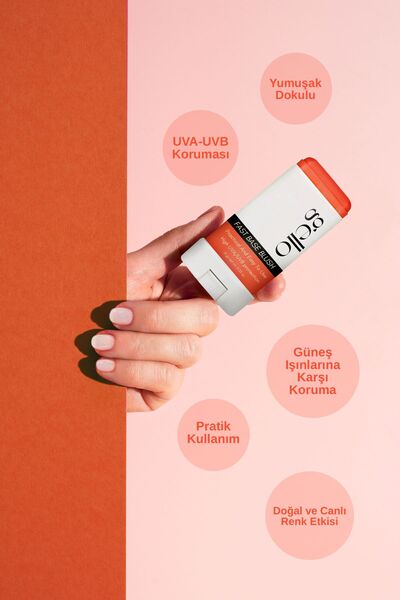 GELLO Nemlendirici Stick Allık 50 Spf Şeftali Ton - Fast Base Blush