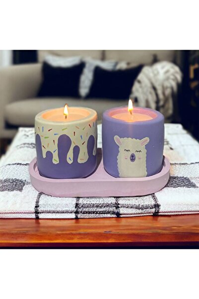 Dekozayn Home Özel Yapım Kuzu Desen İskandinav Tarzı Boyama Hediyelik Mum Set...