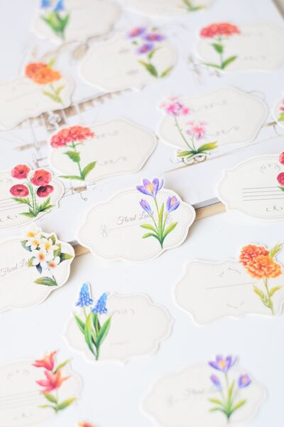 Scrapbook Floral Label Sticker / Dokulu Etiket / Vintage , Journal, Planner, ...