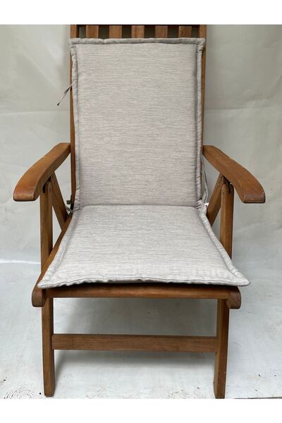 YASTIKMİNDER Koton Kumaş Gri Kırçılı 2 Kademeli Arkalıklı Şezlong Sandalye Mi...