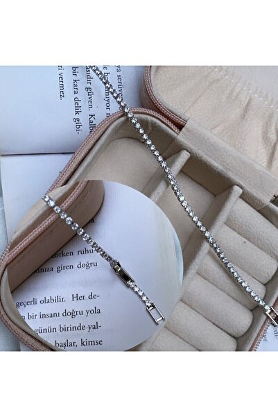 Accessories Gümüş Renk İnce Su Yolu Zirkon Bileklik