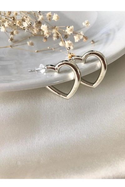 MioArt Women's Silver Heart Earrings, Bijouterie Earrings, Heart Earrings