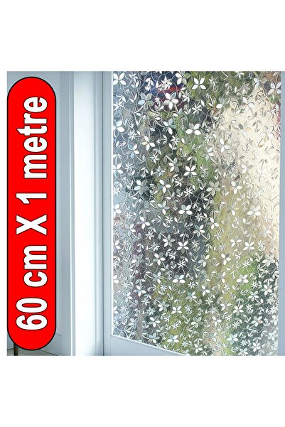 Örtücüm 60 Cm X 1 Metre Buzlu Statik Yapışkansız Kumlama Desenli Cam Folyo Ev...