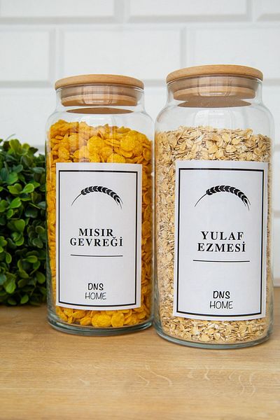 DNS HOME 2-Piece Wooden Vacuum Storage Container with Lid Glass Jar Pulses Set 1300 ml