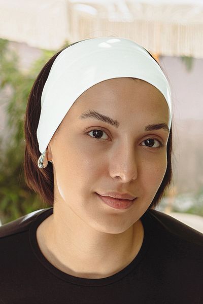 Mrey Wide White Bandana, Cotton Hair Bandana, Women's Buff for Sports Headband