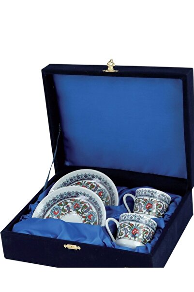 POKİ Güral Kahve Fincanı - Ikili Set - Kadife Kutulu - Güral Topkapı Serisi
