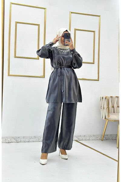 Moda Krash TREND SATIN SET WITH NECKLACE