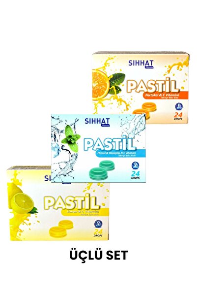 Sıhhat Pharma Üçlü Boğaz Pastili Seti (Mentol & Limon & Portakal Aromalı)