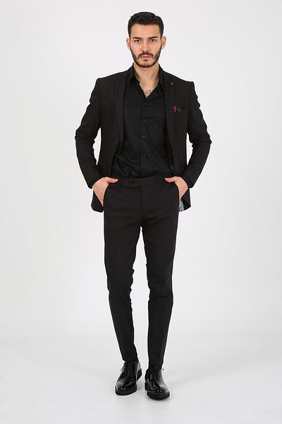 ACTUAL Shiny Black Men's Suit - 26prd-1