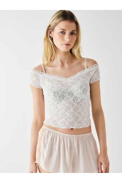 MAXLEVEL MODA Bluză transparentă cu dantelă