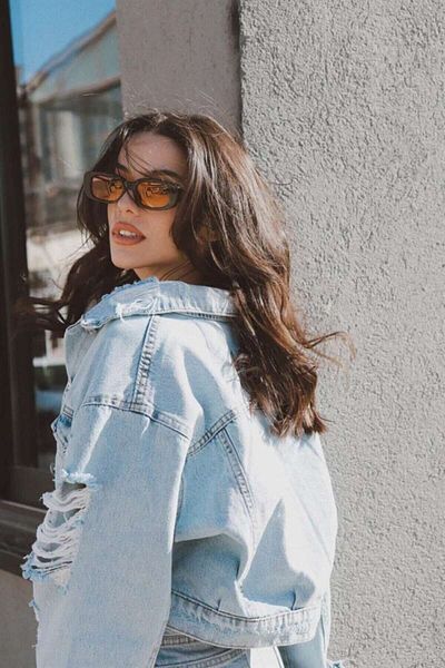 Mathilda Aksesuar Chunky Frame Vintage Black Orange Sunglasses
