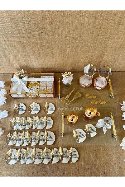 TutkuSetUp Cam Söz-Nişan Söz Tepsisi, Çikolata Kutusu, 25 Adet Epoksi Magnet, Söz Seti