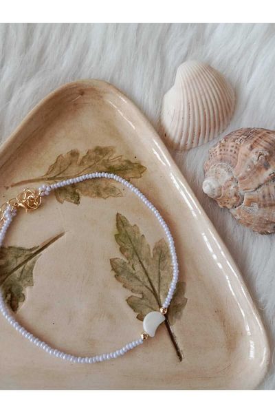 HAPPY HANDMADE Natural Mother of Pearl Rhinestone Discount Sand Beaded Anklet Foot Accessory Jewelry