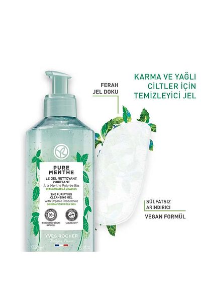 Yves Rocher Pure Menthe-Pore Firming and Deep Purifying Prebiotic Facial Cleansing Gel 390ML