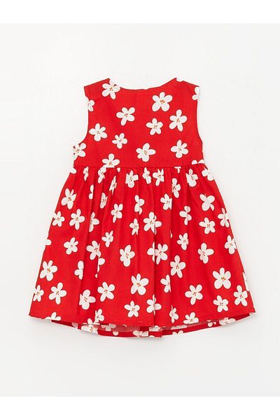 LC Waikiki Poplin Patterned Crew Neck Baby Girl Dress