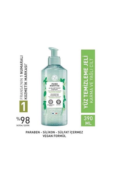 Yves Rocher Face Washing Gel - Combination and Oily Skin / Pure Menthe Pore Firming - Prebiotic 390 ml