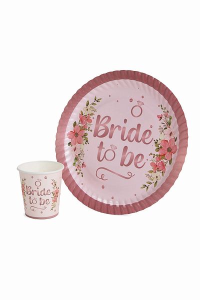 Oleg Cassini BACHELORETTE-PLATE - Written Cardboard Plate Cup Set - Bridge To Be