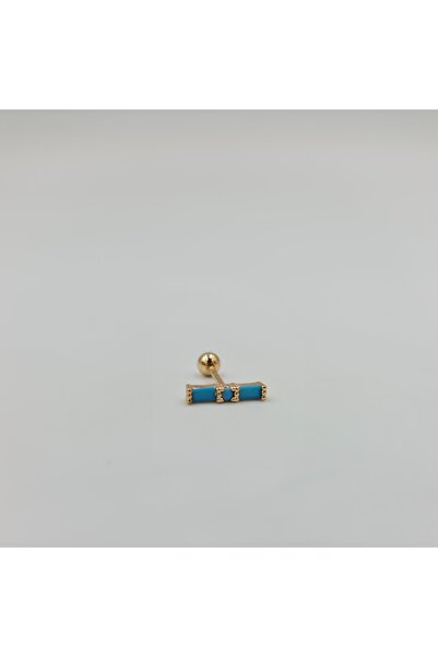 SE Jewellery Mavi Taşlı Baget Cerrahi Çelik  Küpe Tragus Helix Kıkırdak Piercing