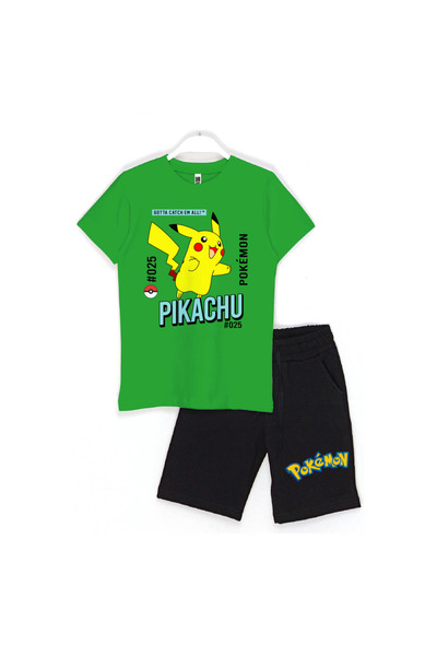 Built By Crazy Pokemon Pikachu 025 - Kids Shorts Set