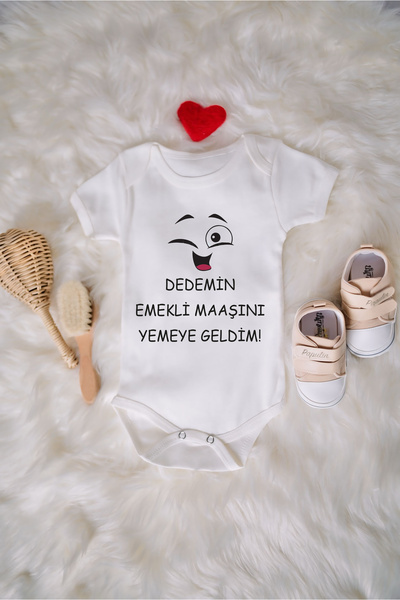 SPARKLY BABY ORGANİK %100 PAMUKLU MAAŞINI YEMEYE GELDİM BASKILI Bebek Body Çı...