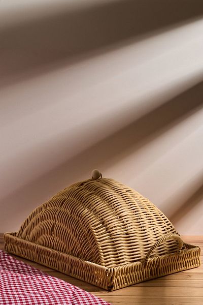 SepetçiBaba Wicker Look Plastic RectanGular - Lid Tray Jar Picnic - 15251