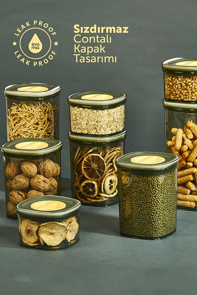 Eva Mia Green Locko 0.7LT Leak Proof Storage Container - 6x Food and Pulses Container