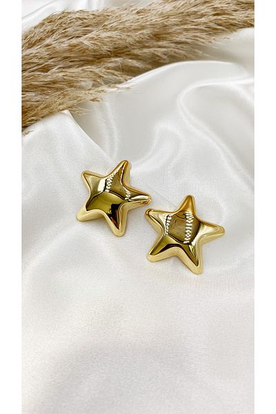 Eylülün Takısı Gold Colored Large Size Star Earrings - Women's Pinterest