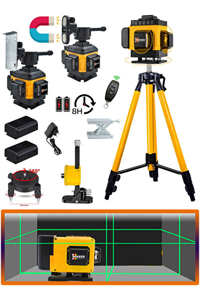 Wacker Pro German Tripod Ayak 16 Köşe 45 Mt Menzil 360 Derece Artı Lazer Tera...