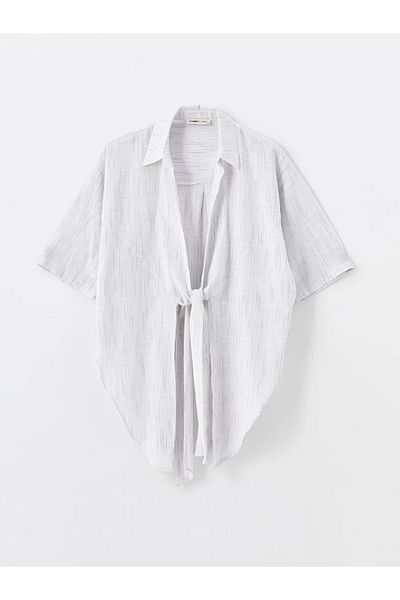 LC Waikiki LCWAIKIKI - Kimono de damă supradimensionat cu guler cămașă cu dungi clasice