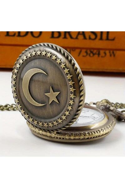 Bin Hediye Star Bronze Chain Clock Moon -709763