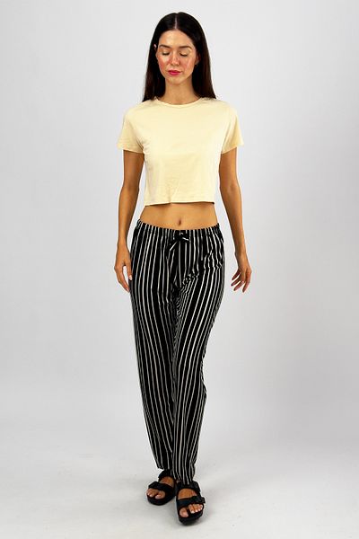 Betimoda Women's Viscose Four Seasons Soft Basic Trousers Striped Black