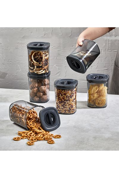 Eva Mia 0.7LT & Food Container - 6x Pieces Smoked Locko Vacuumed Leak-Proof Storage Container