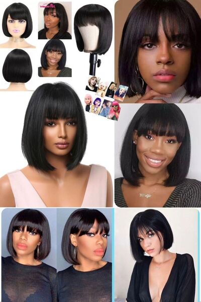 Utelips Yumuşak Doğal Görünümlü Küt Peruk Kısa Saç Tasarımı Düz Esnek Hastalar Ve Tarz Için Peruk Kostüm Şık