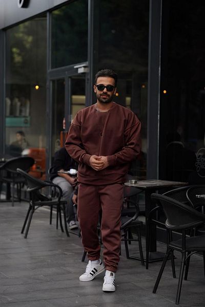 BayBayan Ανδρικό σετ φόρμας με 3 κλωστές με ελαστικό γιακά ποδηλάτου